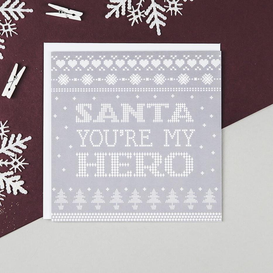 &#39;You&#39;re My Hero&#39; Santa Christmas Card - I am Nat Ltd - Greeting Card